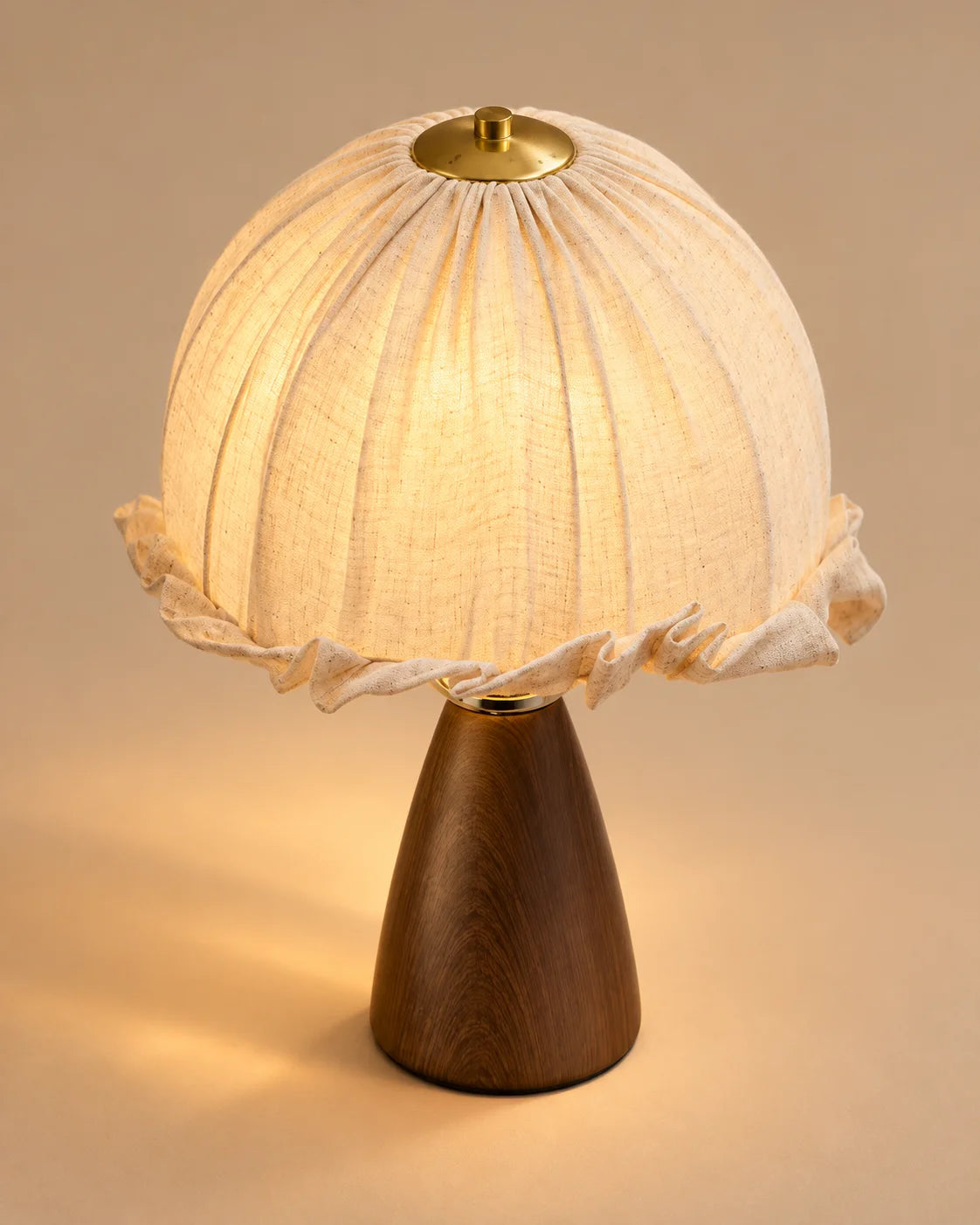 Lampe de chevet champignon en tissu et céramique