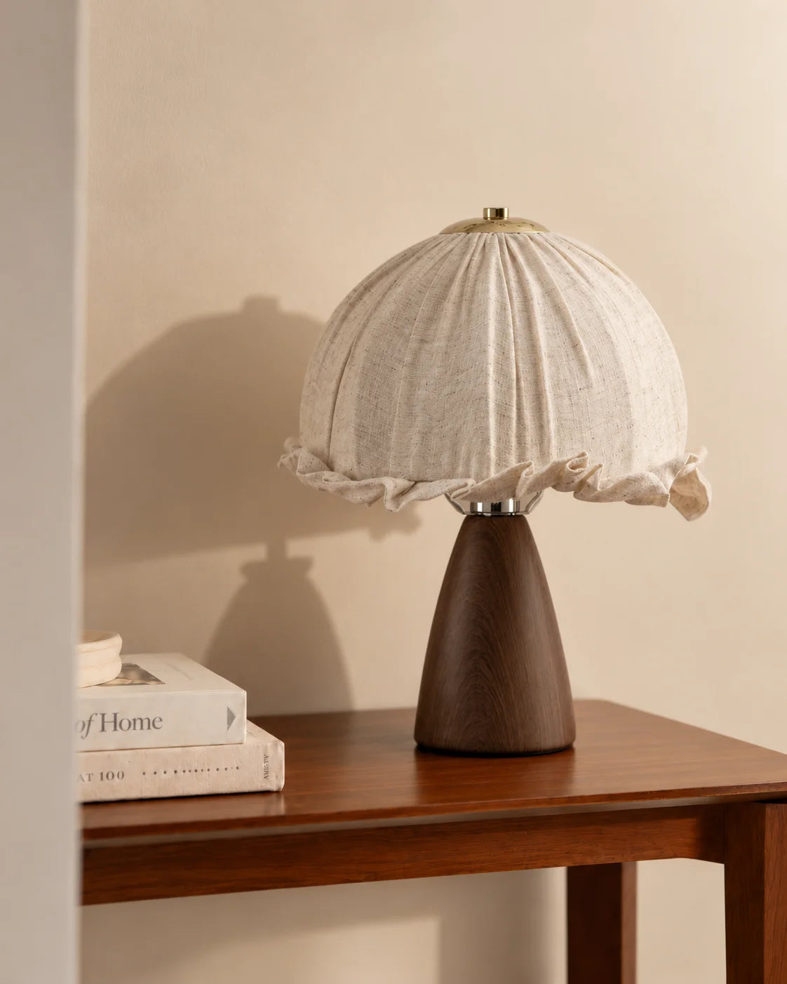 Lampe de chevet champignon en tissu et céramique
