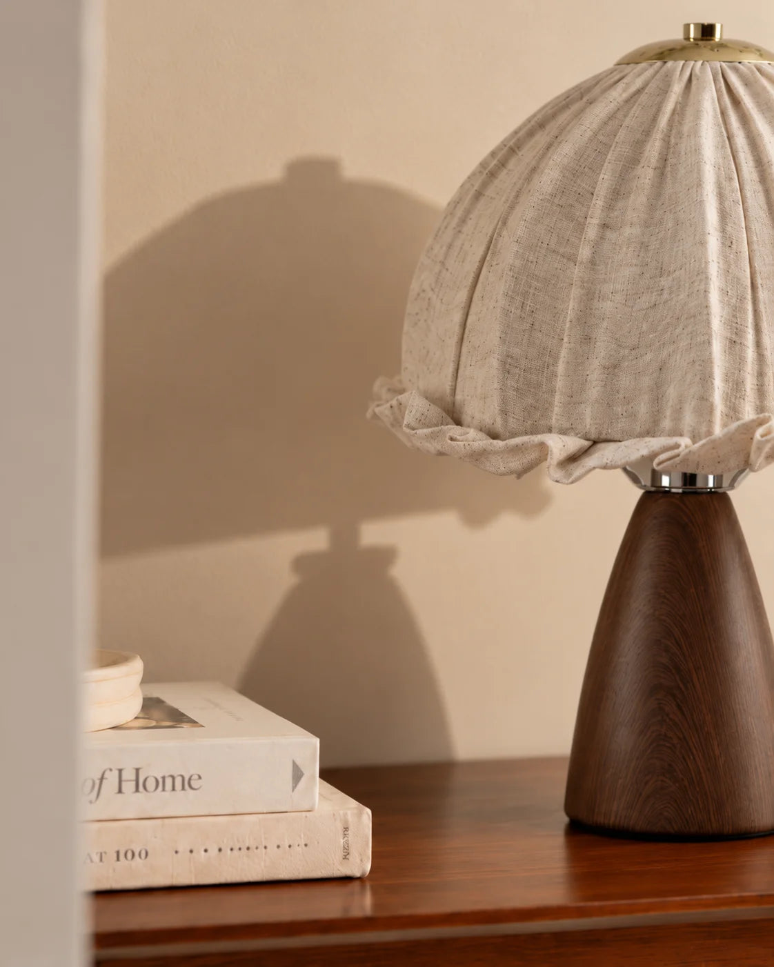 Lampe de chevet champignon en tissu et céramique