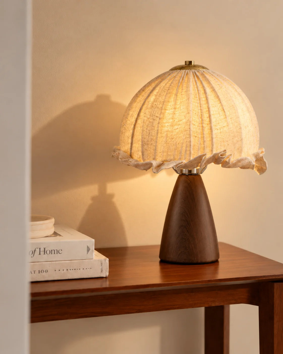 Lampe de chevet champignon en tissu et céramique