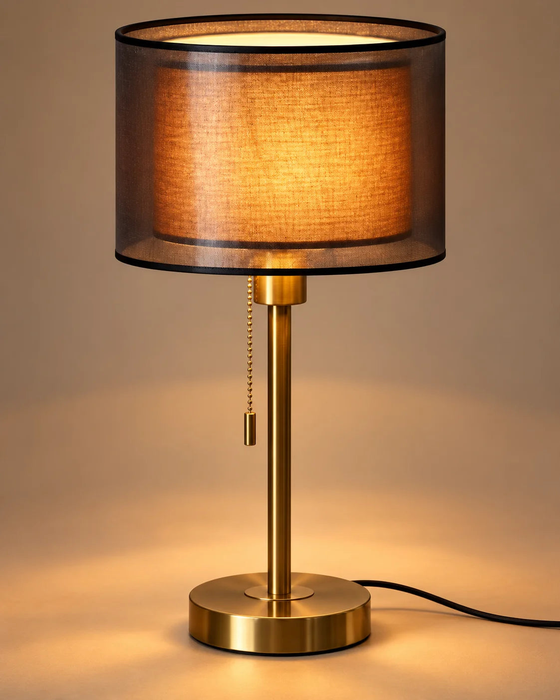 Lampe de chevet dorée à double abat-jour
