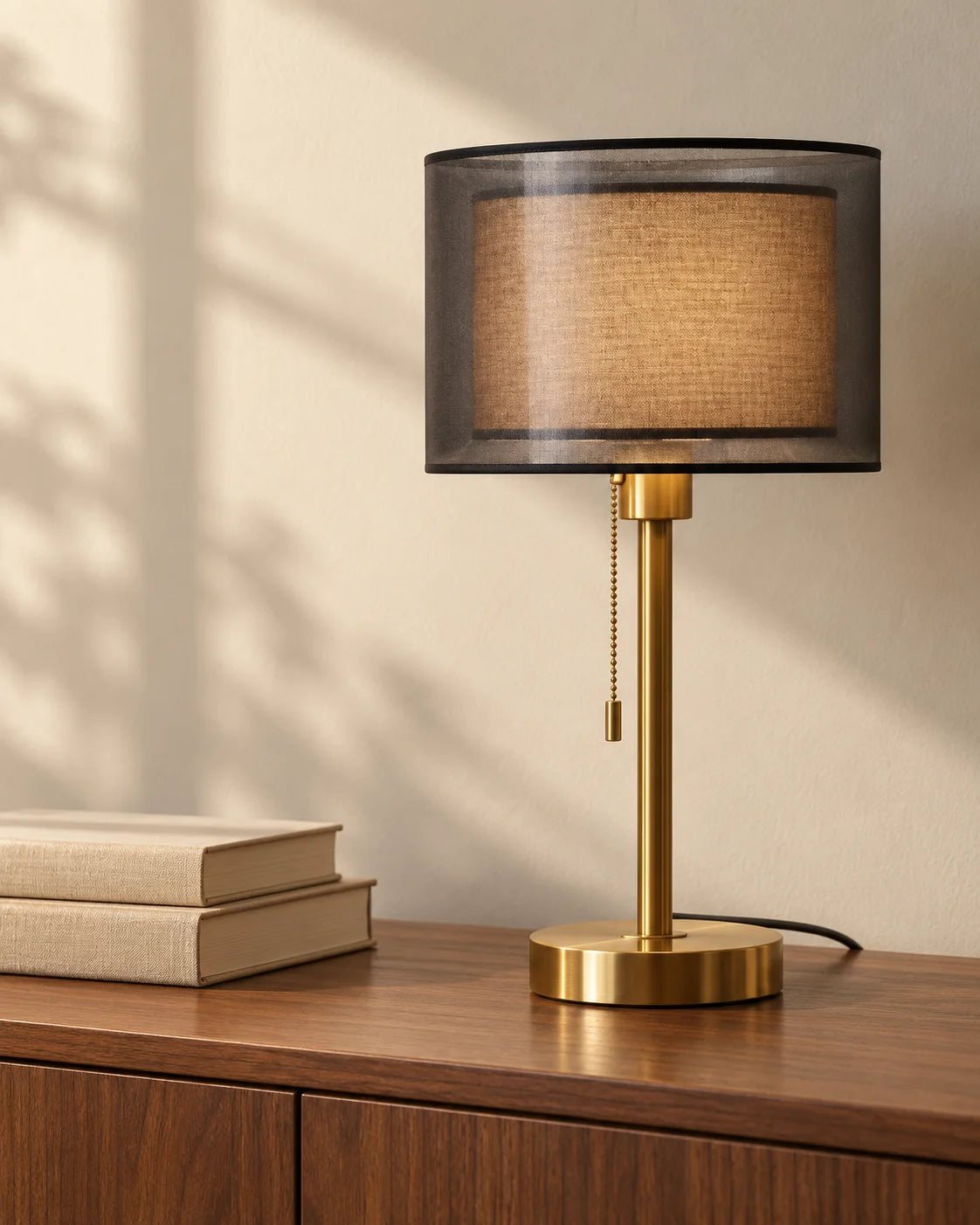 Lampe de chevet dorée à double abat-jour