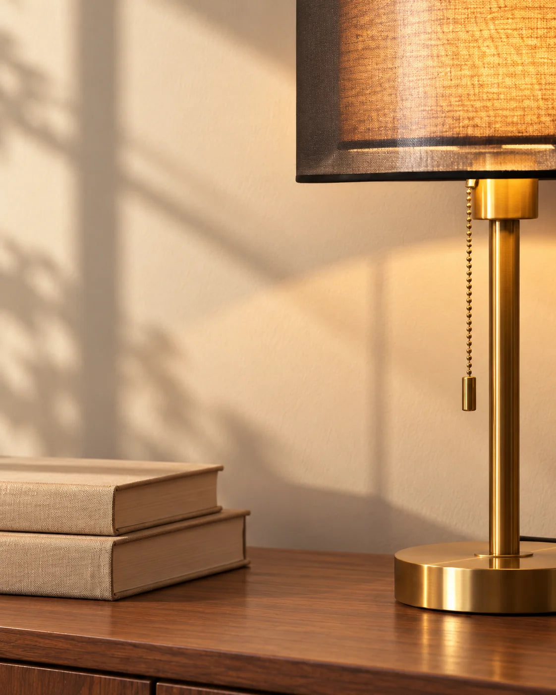 Lampe de chevet dorée à double abat-jour