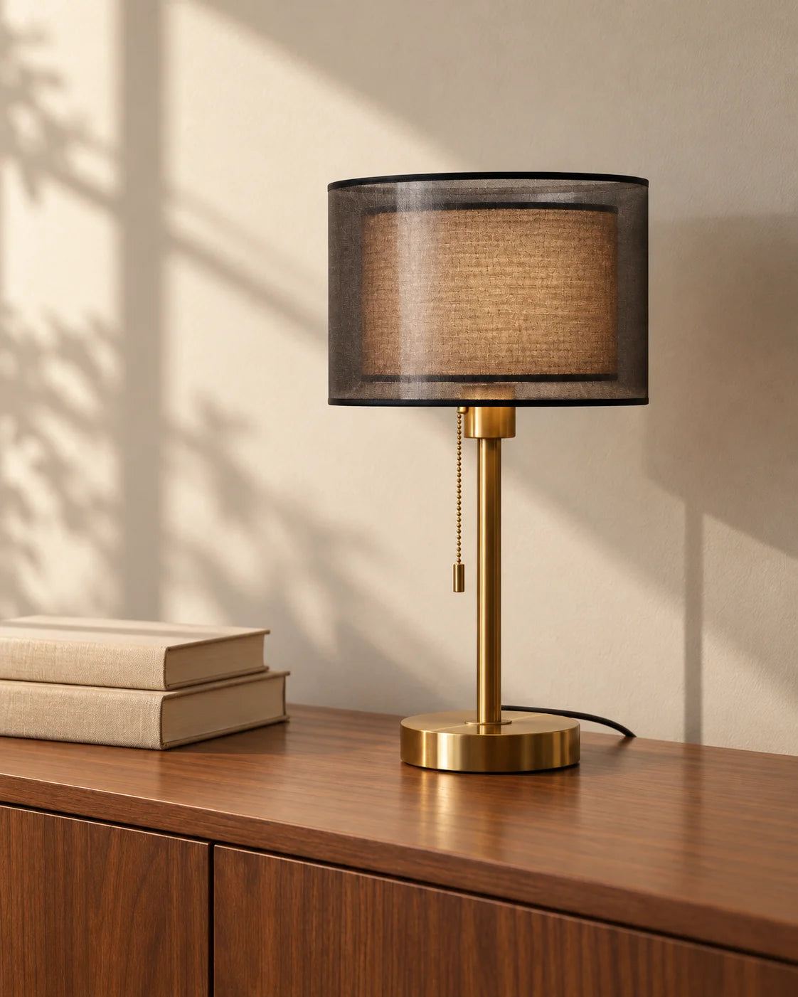 Lampe de chevet dorée à double abat-jour