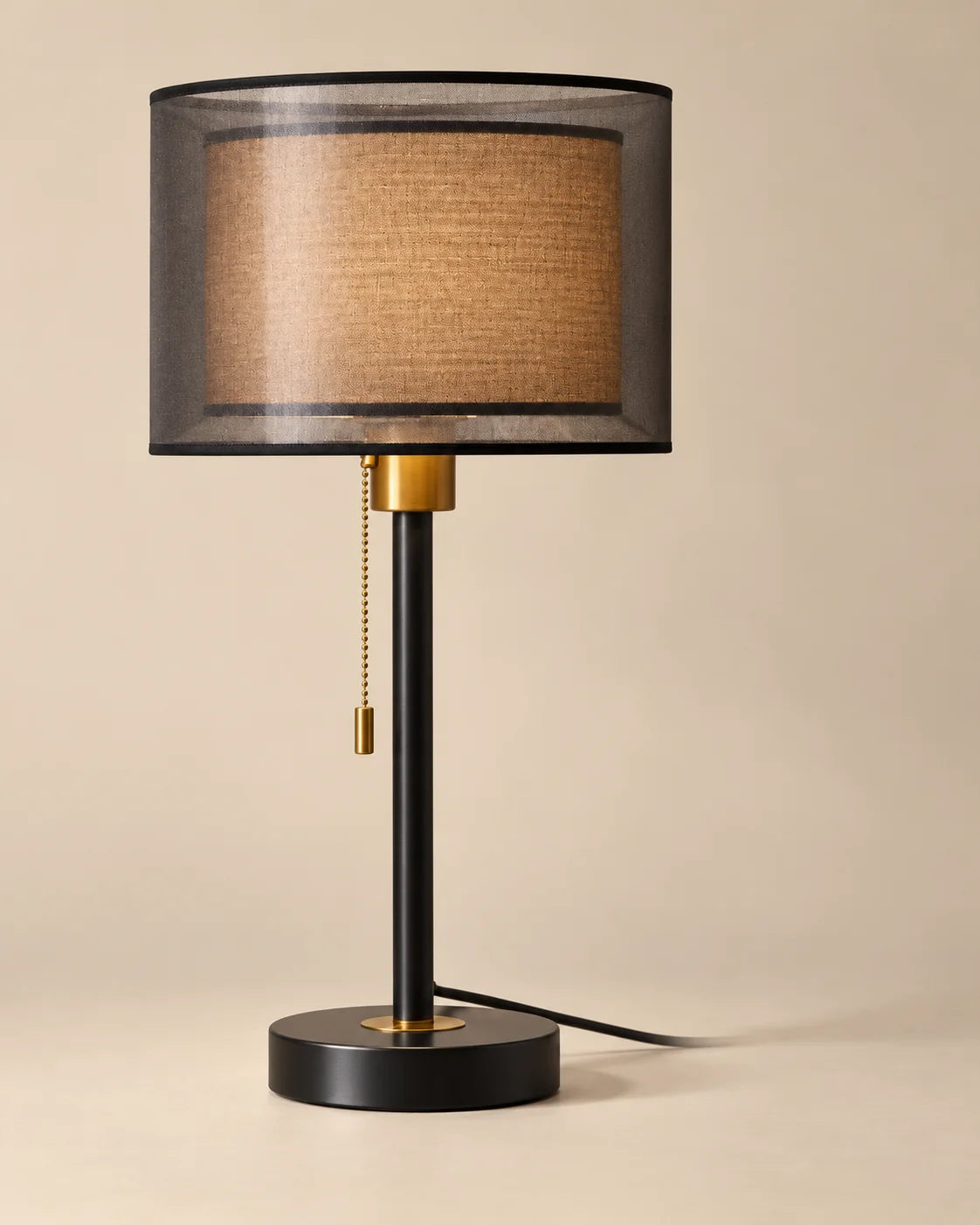 Lampe de chevet noire et dorée à double abat-jour