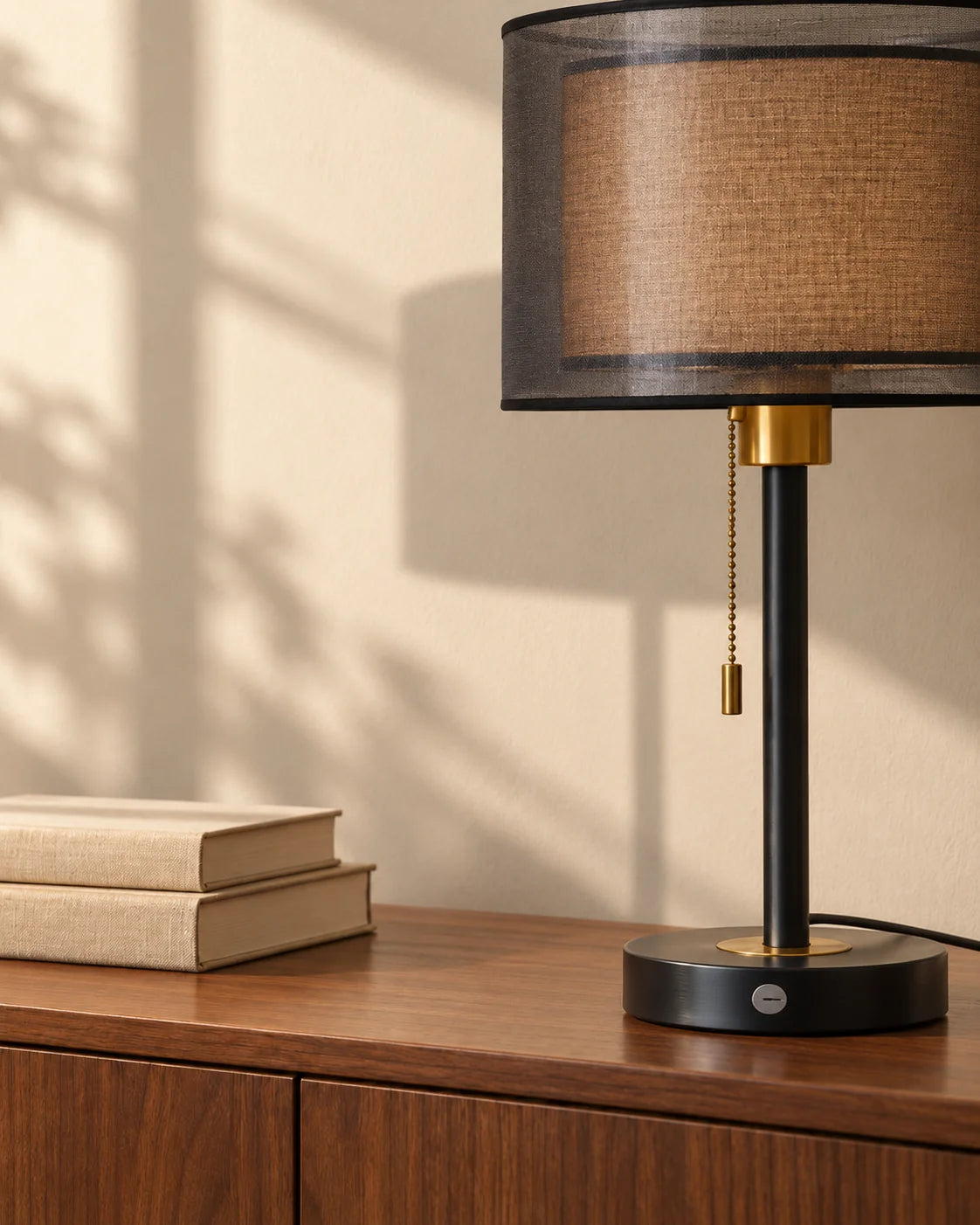 Lampe de chevet noire et dorée à double abat-jour