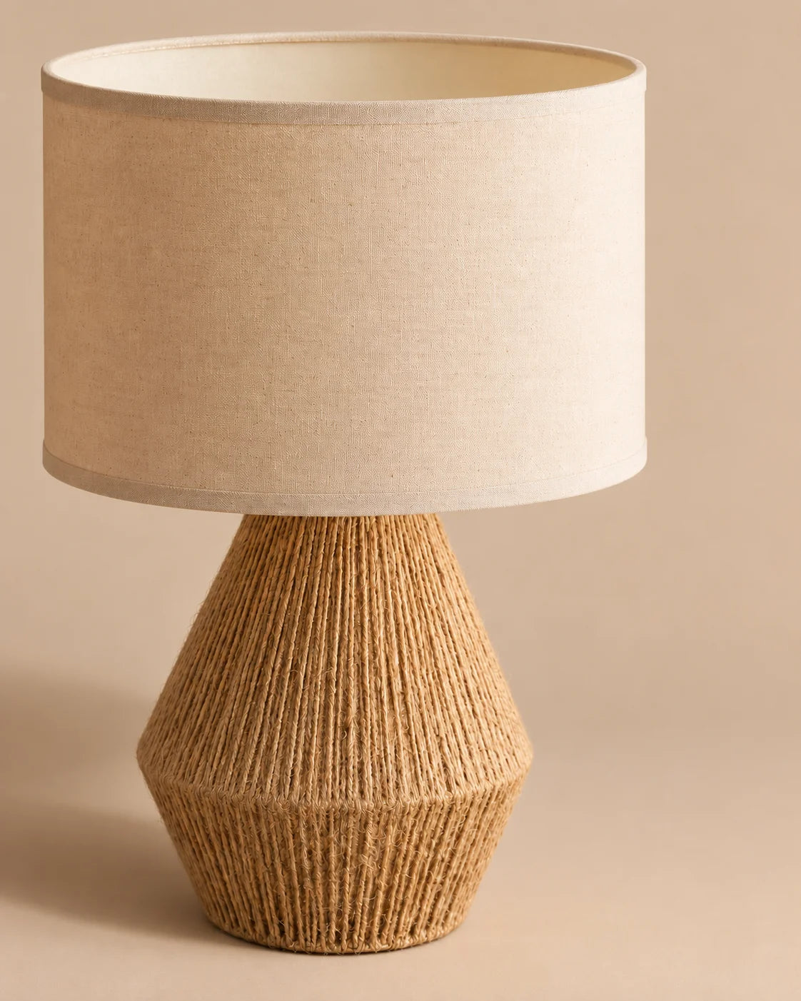 Lampe de chevet en corde naturelle et abat-jour lin