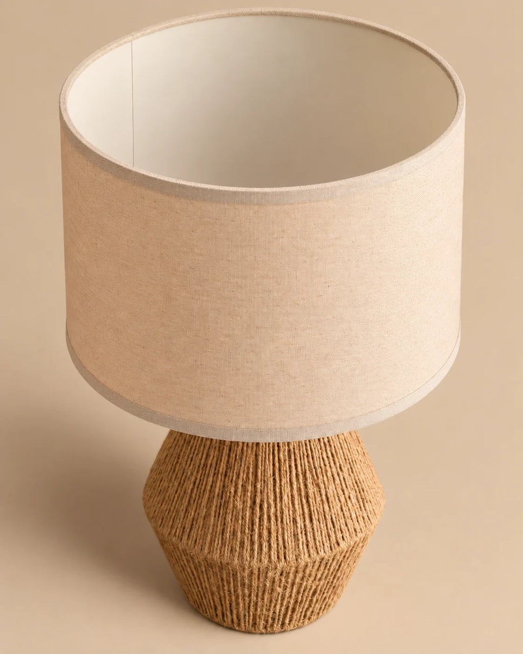 Lampe de chevet en corde naturelle et abat-jour lin