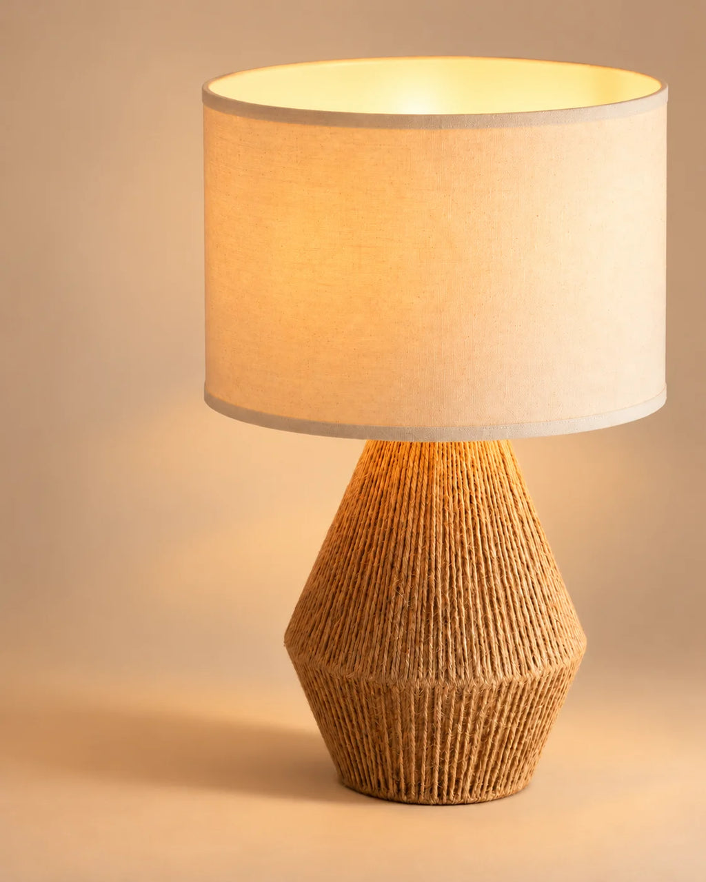 Lampe de chevet en corde naturelle et abat-jour lin