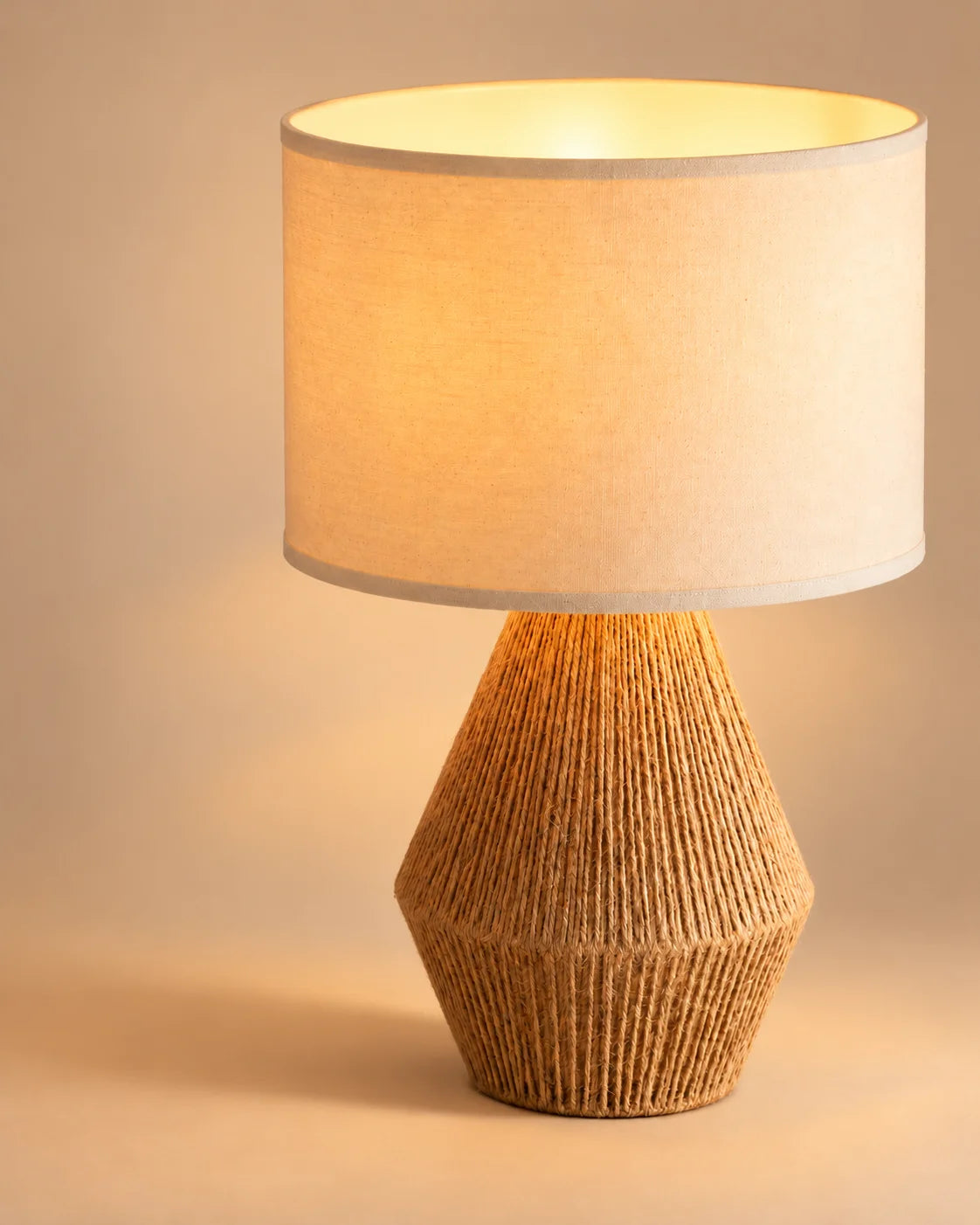 Lampe de chevet en corde naturelle et abat-jour lin