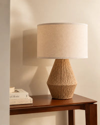 Lampe de chevet en corde naturelle et abat-jour lin