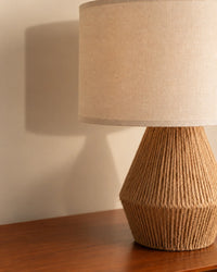 Lampe de chevet en corde naturelle et abat-jour lin