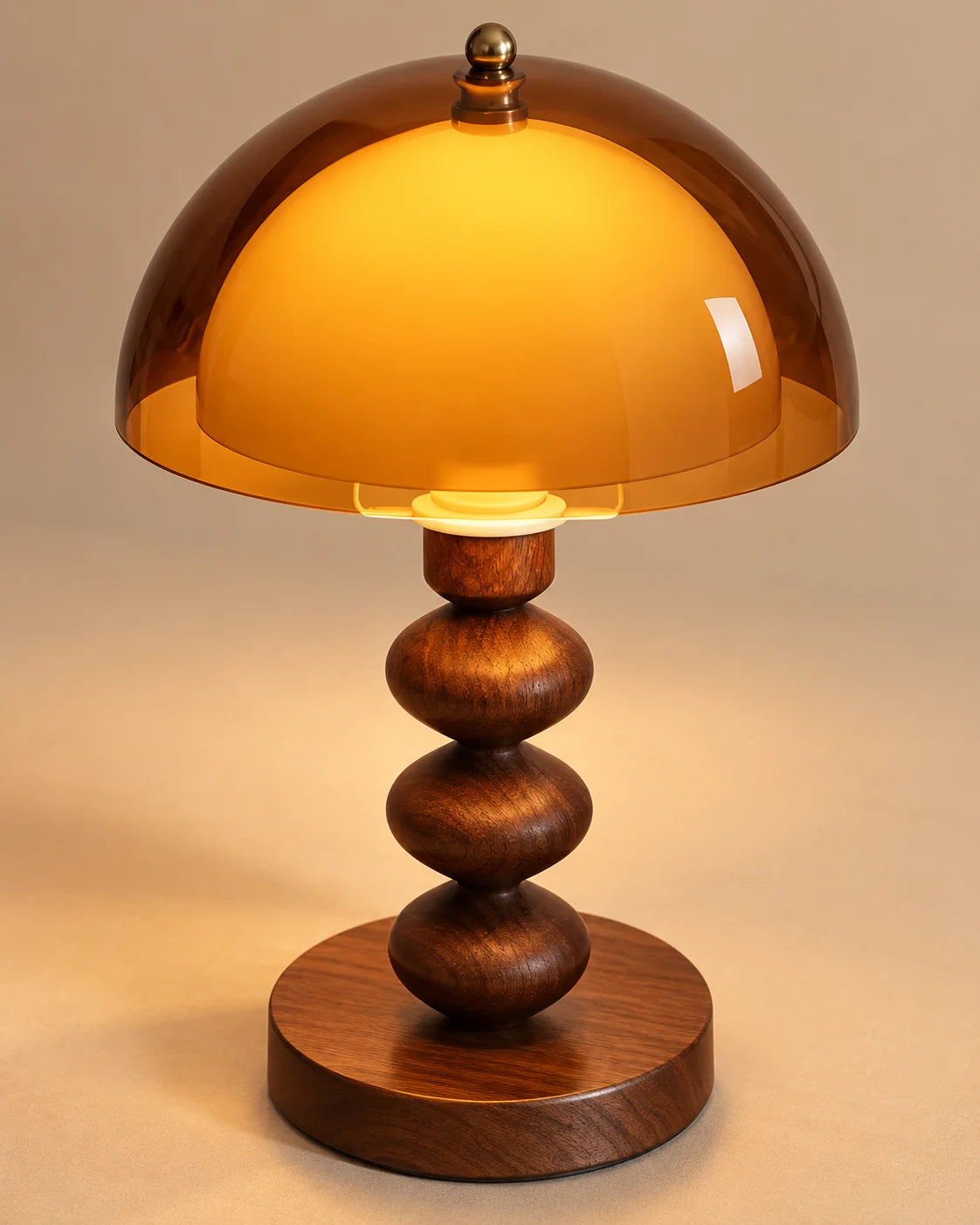Lampe de chevet champignon rétro en acrylique ambré