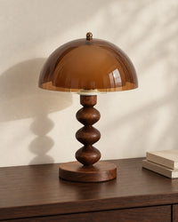 Lampe de chevet champignon rétro en acrylique ambré