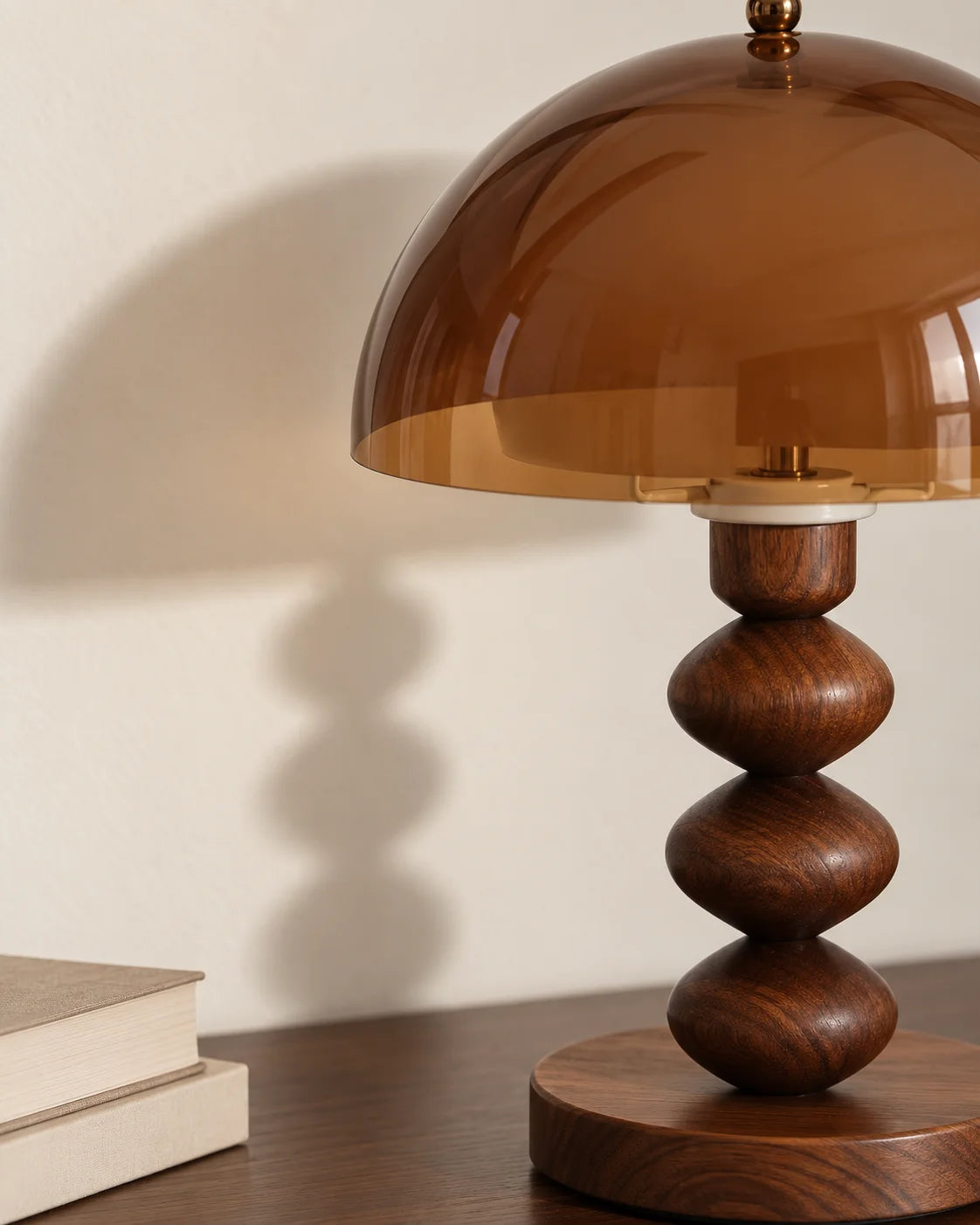 Lampe de chevet champignon rétro en acrylique ambré