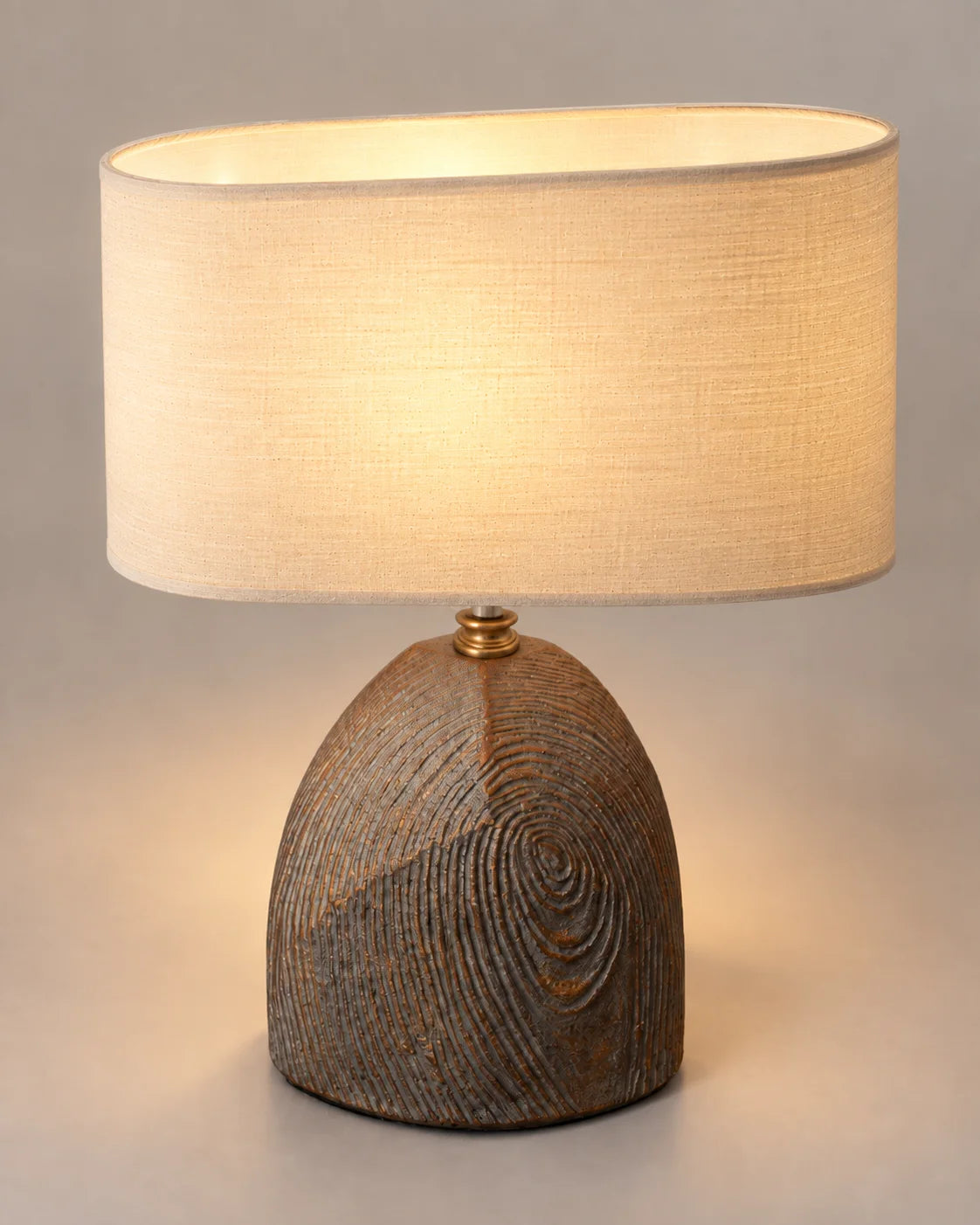 Lampe de chevet en résine imitation bois marron