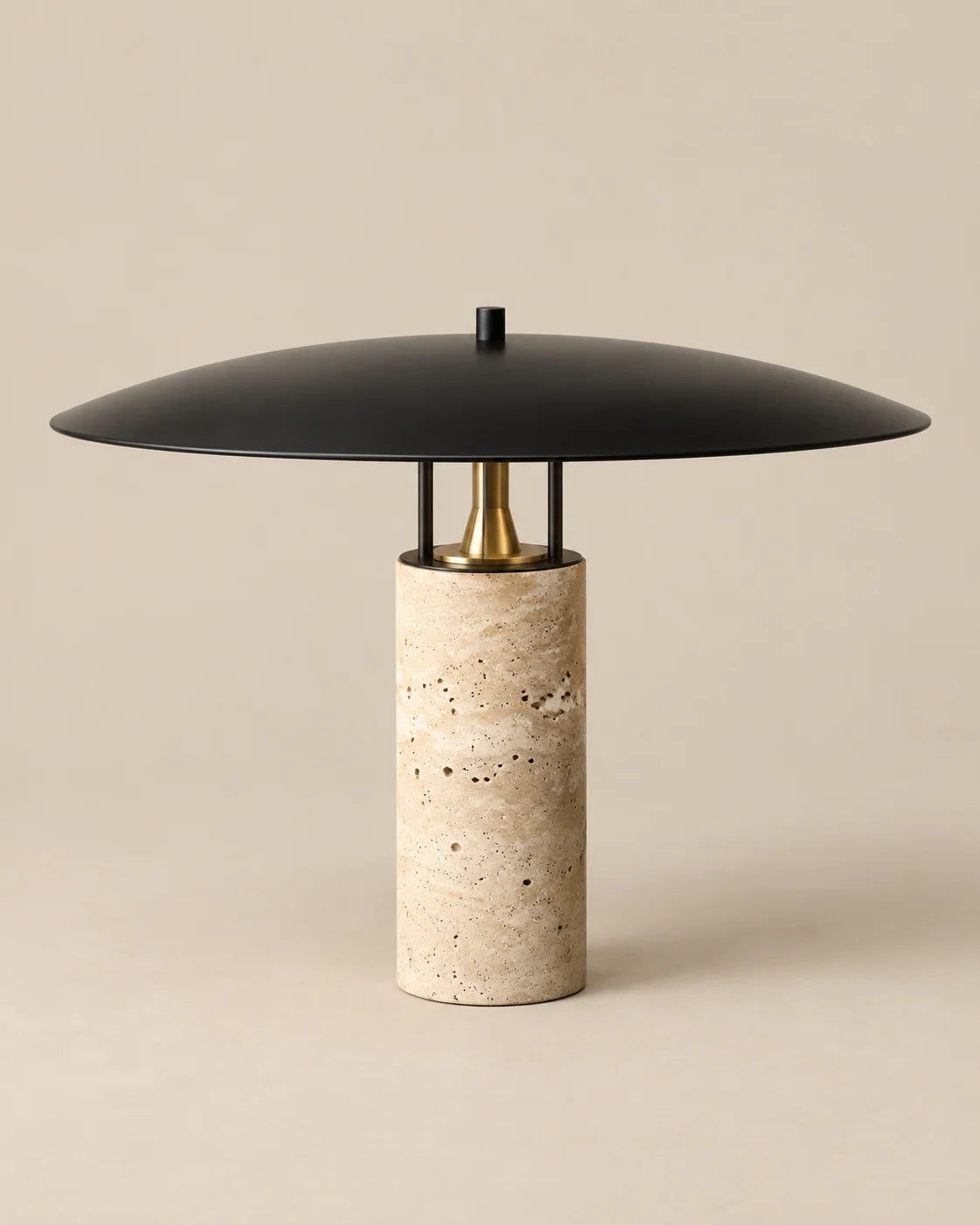 Lampe de chevet imitation travertin beige et noir