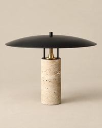 Lampe de chevet imitation travertin beige et noir