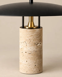 Lampe de chevet imitation travertin beige et noir