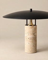 Lampe de chevet imitation travertin beige et noir