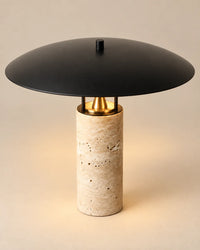 Lampe de chevet imitation travertin beige et noir