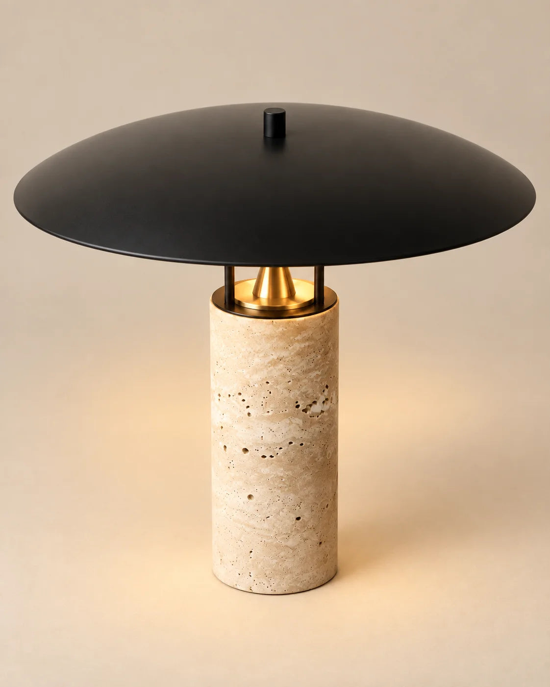 Lampe de chevet imitation travertin beige et noir