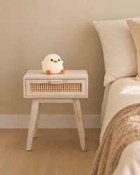Lampe de chevet poussin blanche et jaune en silicone