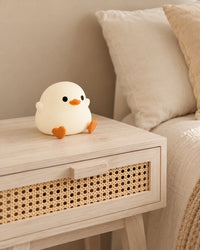 Lampe de chevet poussin blanche et jaune en silicone