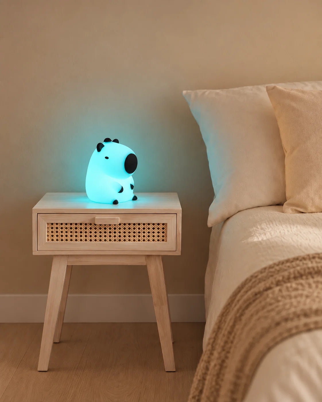 Lampe de chevet pour enfant en silicone tactile animal blanche