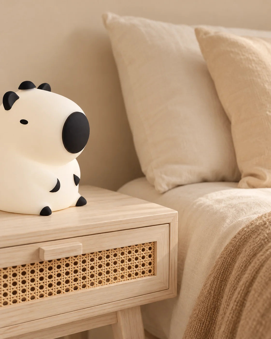 Lampe de chevet pour enfant en silicone tactile animal blanche