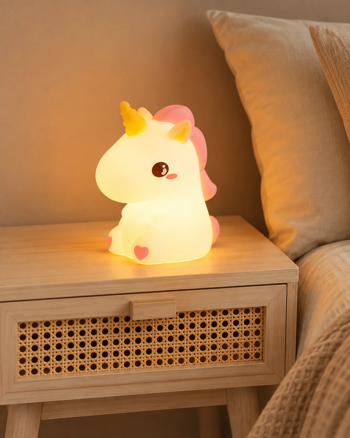 Lampe de chevet pour enfant licorne en silicone