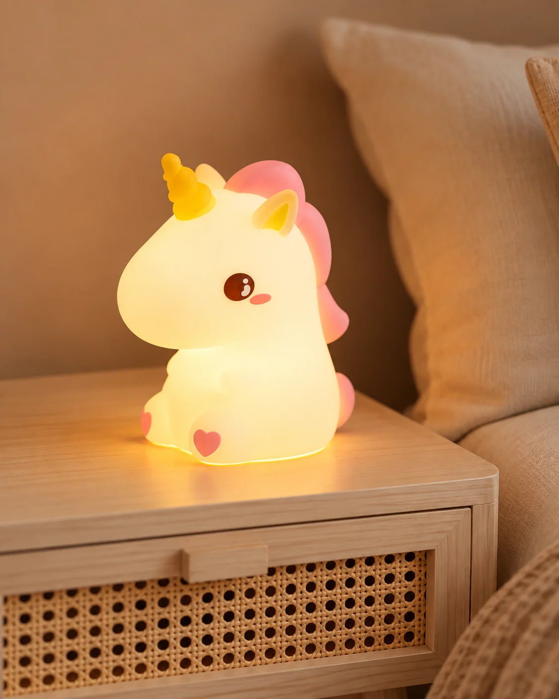 Lampe de chevet pour enfant licorne en silicone