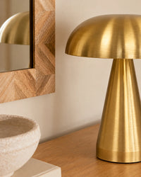 Lampe de chevet en métal dorée champignon