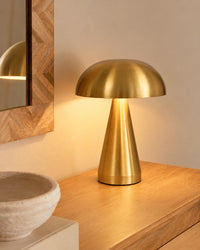 Lampe de chevet en métal dorée champignon