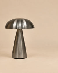 Lampe de chevet en métal argentée champignon