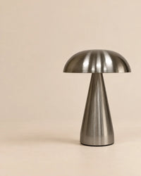Lampe de chevet en métal argentée champignon