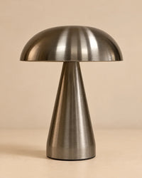 Lampe de chevet en métal argentée champignon