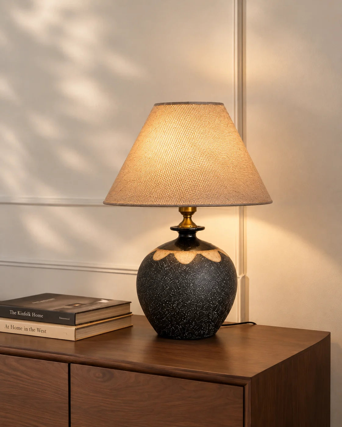 Lampe de chevet en céramique grise