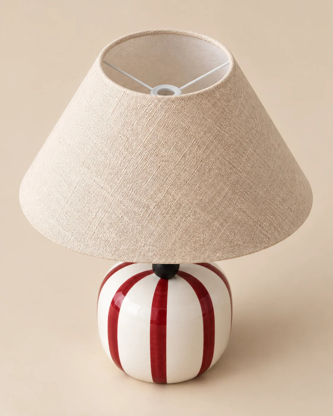 Lampe de chevet ronde rouge et blanche