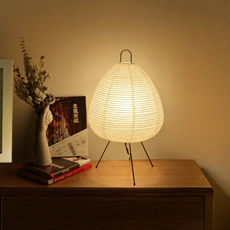 Lampe de chevet design japonais en papier de riz