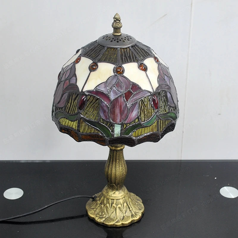 Lampe de chevet Tiffany tulipe en vitrail