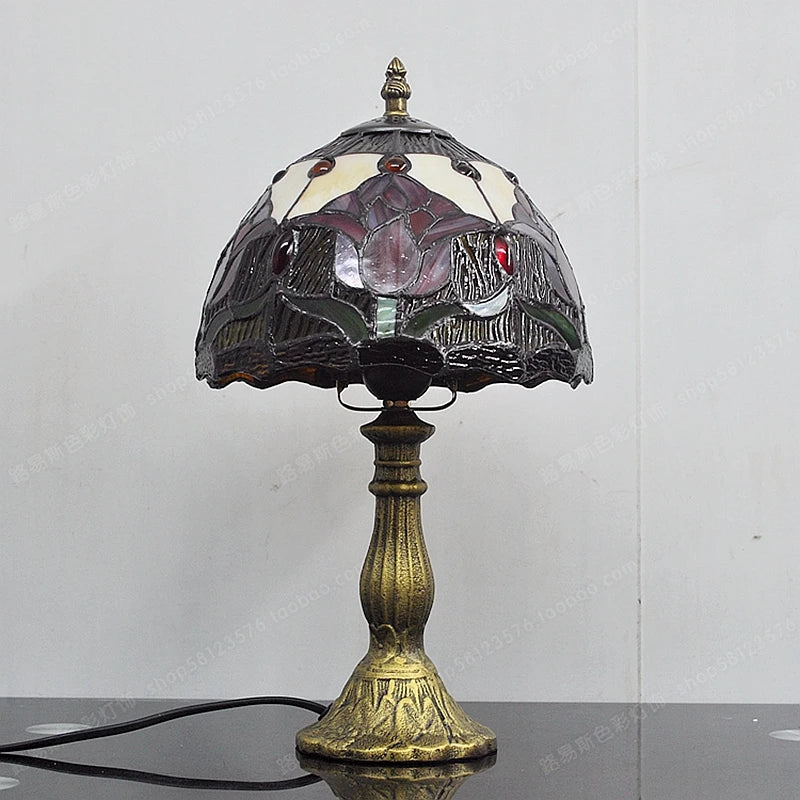 Lampe de chevet Tiffany tulipe en vitrail