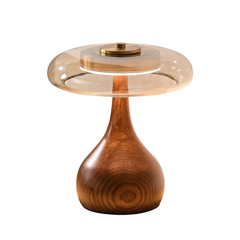 Lampe de chevet vintage en bois et verre