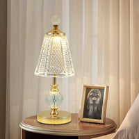 Lampe de chevet Cristal et pied Dorée