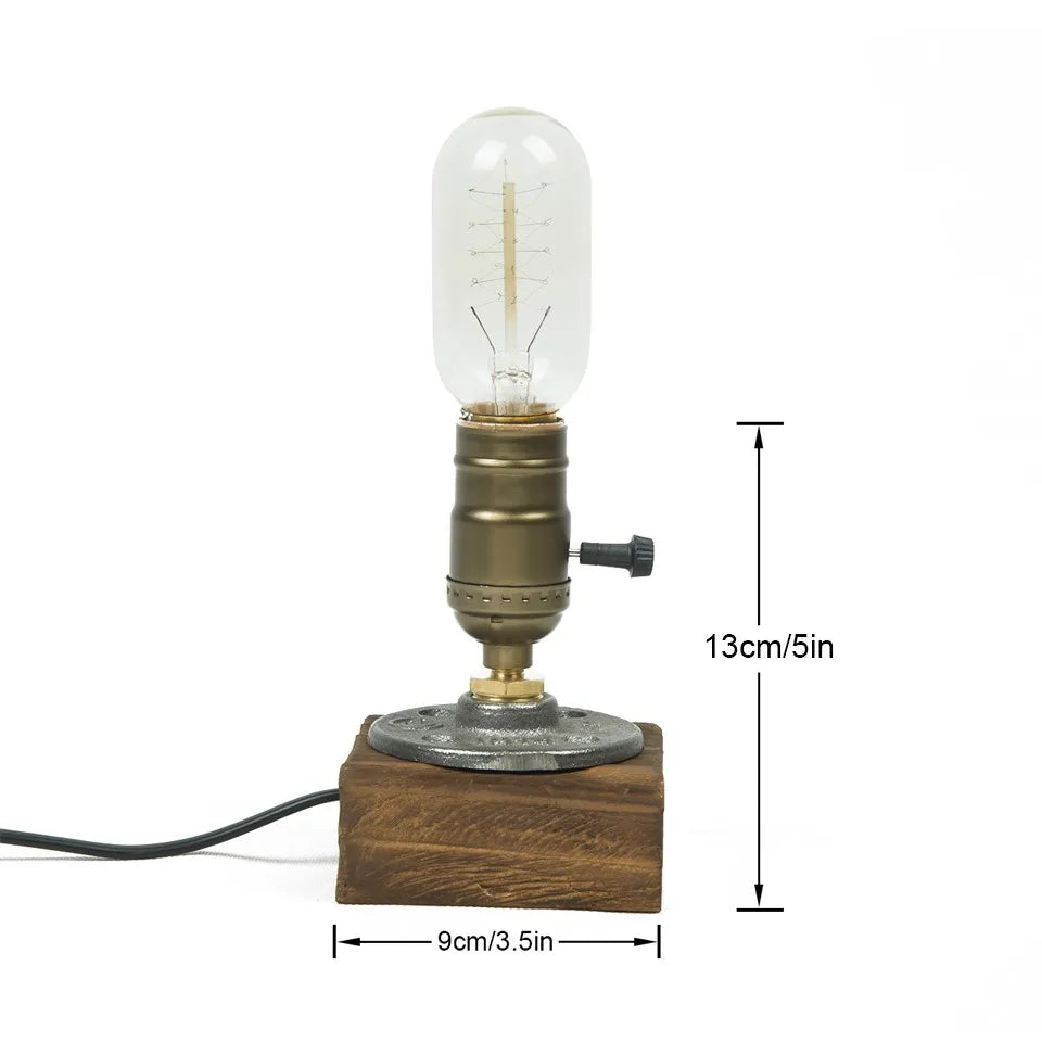 Lampe de chevet industrielle en bois