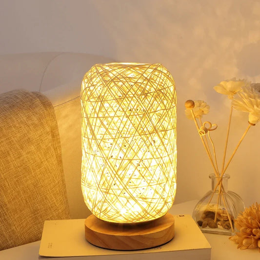 Lampe de chevet Bambou et corde de chanvre
