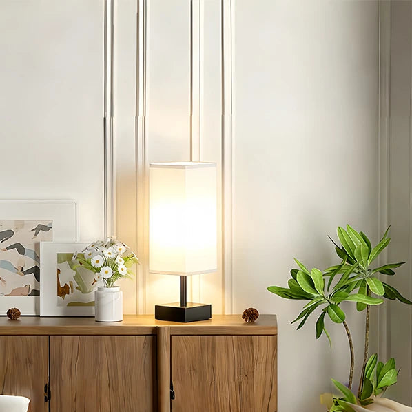 Lampe de chevet Tissu Blanc rectangle