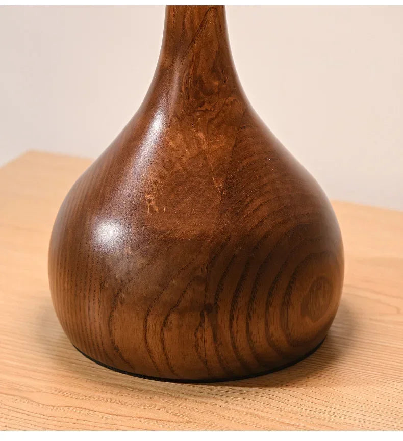 Lampe de chevet vintage en bois et verre