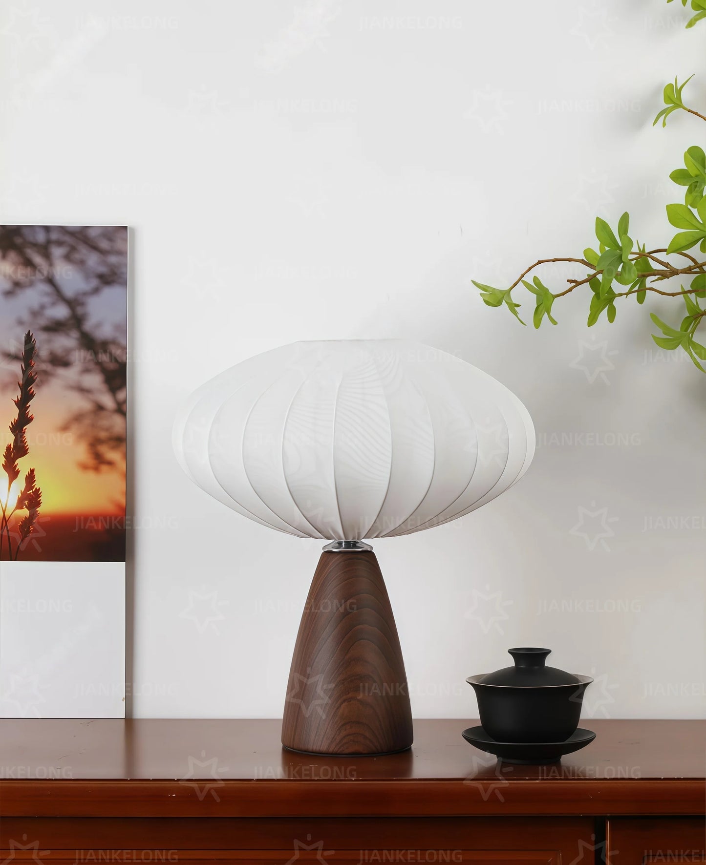 Lampe de chevet en bois et tissu
