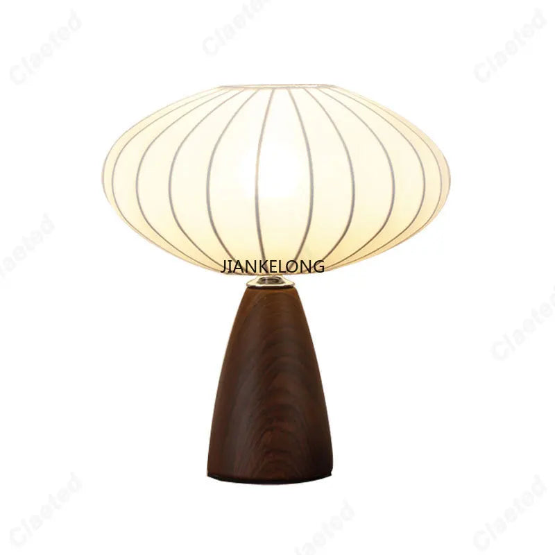 Lampe de chevet en bois et tissu